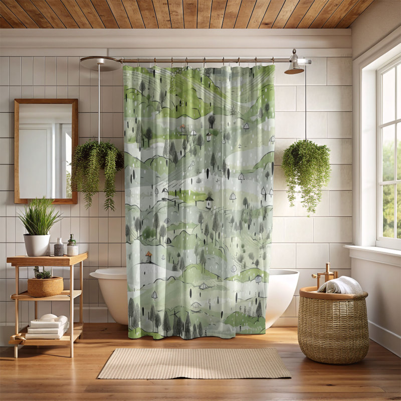 Rideau de douche Rainy Retreat - Premium, H 74 po x l 71 po