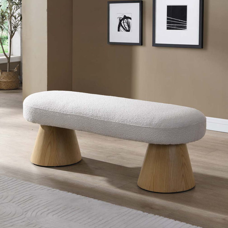 Banc de salle à manger moderne Tommy, H 17 po x l 49 po x P 16,5 po, Beige, Naturel