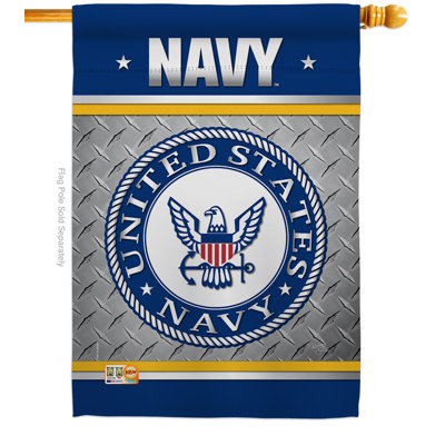 Drapeau de maison 28 x 40 en polyester bleu marine américain
