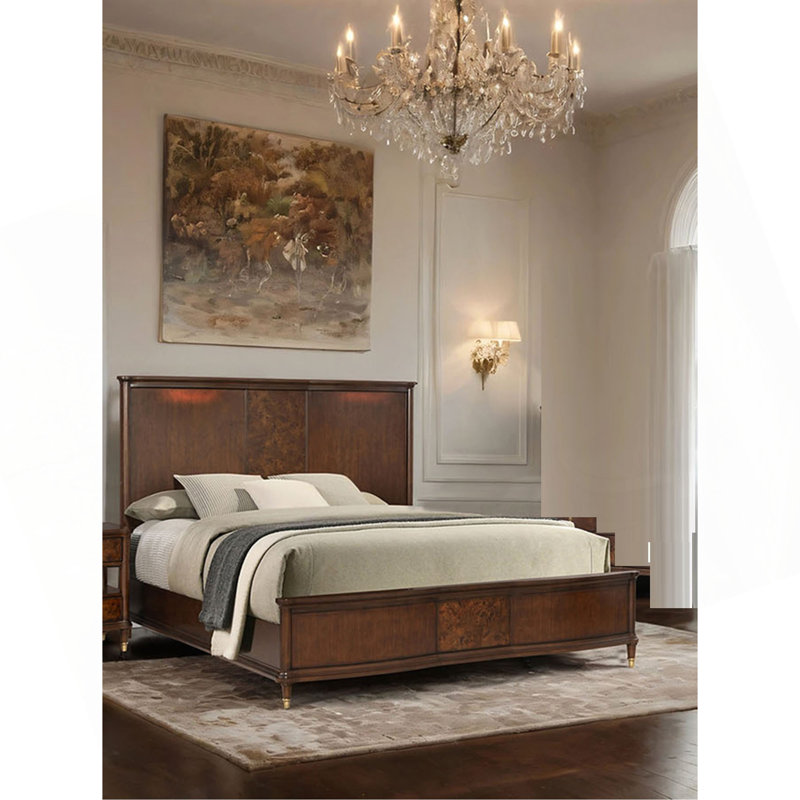 Cadre de lit de style transitionnel cerisier foncé 1pc, Grand lit