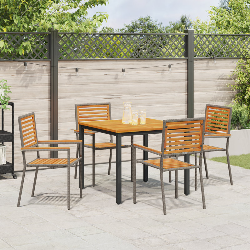 5 Piece Garden Dining Set, Grey