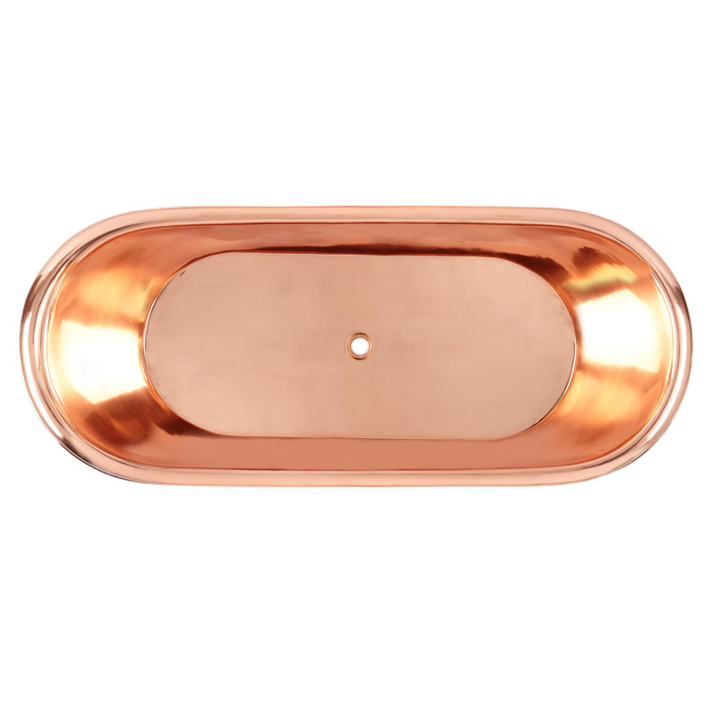 Thaine 70" Copper Soaking Double Slipper Freestanding Tub with Rolled Rim - Less Drain