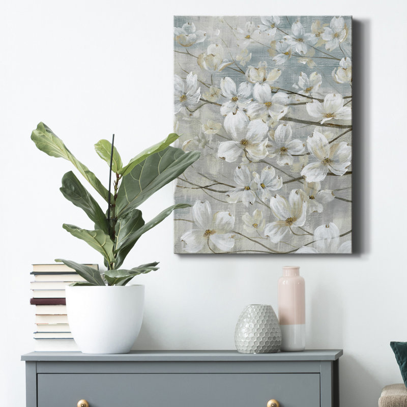Dogwoods in Bloom par Nan - reproduction d'art sur toile tendue, H 12 po x l 8 po x P 1 po