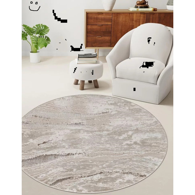 Abstract Flatweave Shag Area Rug, Round 120 cm
