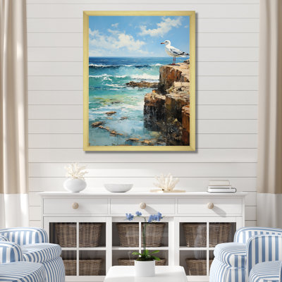 «Seagulls Perch Horizon I» - art mural fenêtres côtières