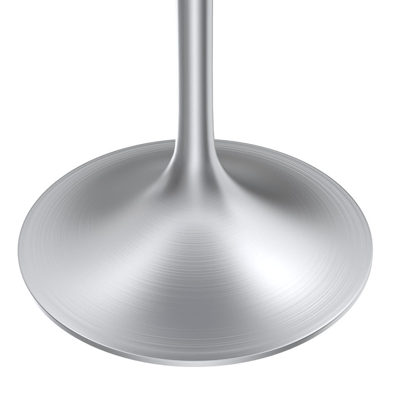 Heatherton 27" Round Dining Table with MDF Top and Brushed Silver Stainless Steel Pedestal Base Kitchen Table Seats 2-4 Person