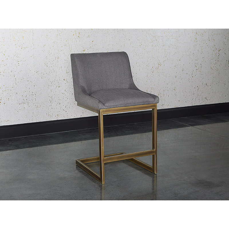 Holly Upholstered Stool, Light Grey, Counter Stool (26" Seat Height)