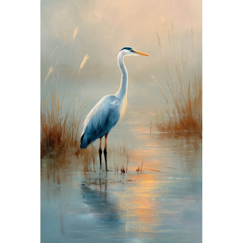 Mistlit Marsh Heron - Art mural sur toile tendue