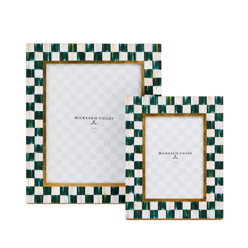 Courtly Check Lacquer Frame, Green/Cream, 8" W x 10" H