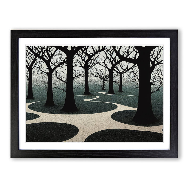 Flawless Tree Forest - Single Picture Frame Print, 46cm H x 64cm W x 2cm D, Black