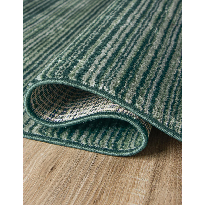 Tapis vert / gris à rayures Osteen, Ovale 3 pi 3 po x 5 pi 3 po, Vert