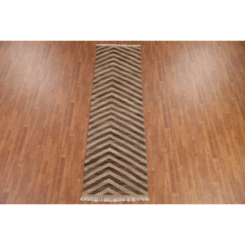 Tapis de couloir en laine à motif de chevrons 3 x 10