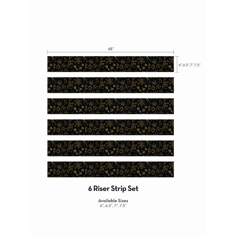 Élévateur de plantes à motif floral, Noir / or, H 6 po x l 48 po