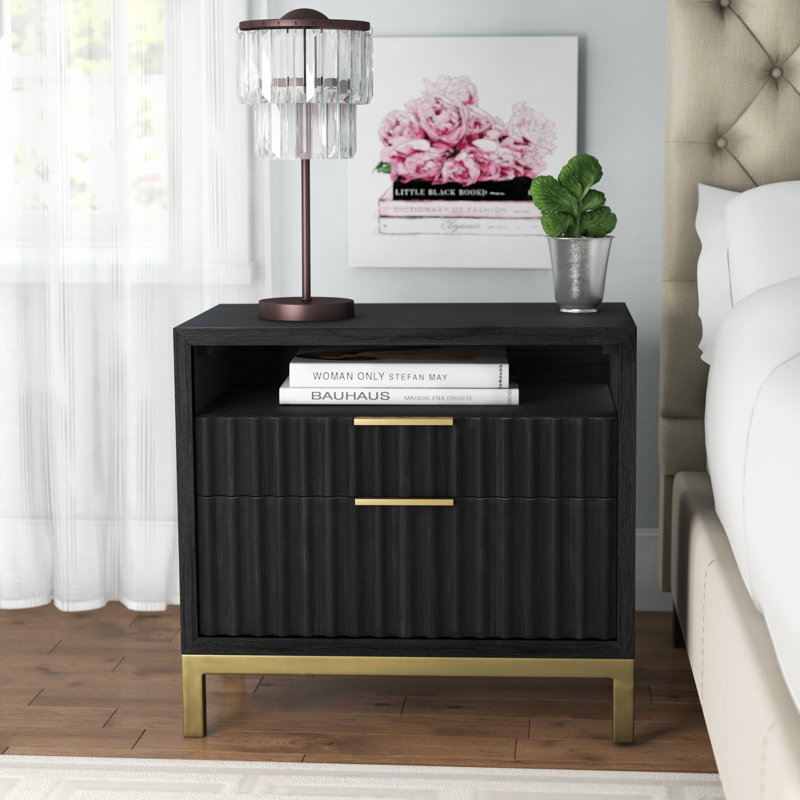 Lilo 66.04cm W Solid + Manufactured Wood Bedside Table