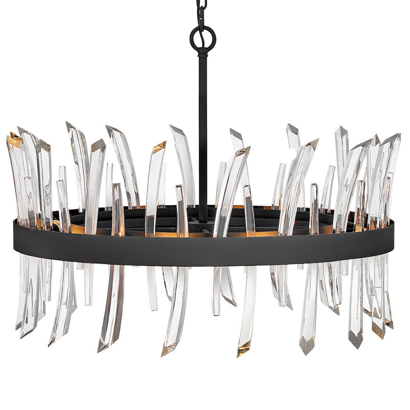 Lustre unique à 8 lumières avec accents en cristal Revel, Noir