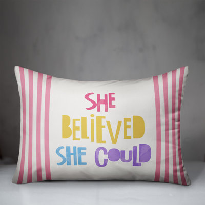  She Believed so She Did Striped Rectangular Pillow Cover & Insert