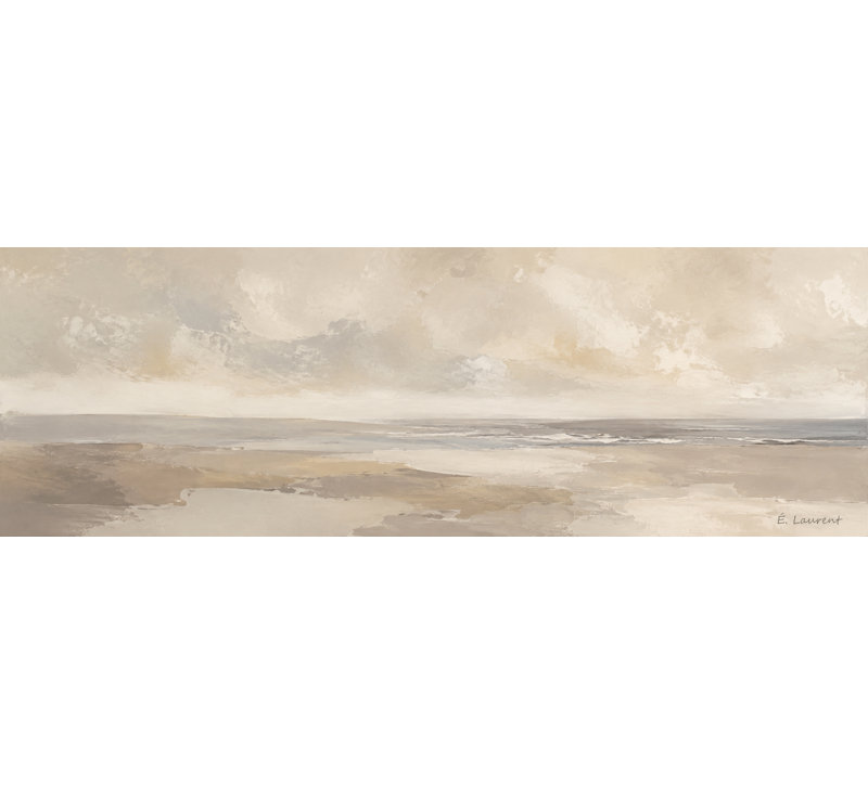 «Quiet Coastal Veil Neutral Abstract Landscape», reproduction d'art sur toile tendue, L 48 po x H 16 po x P 1,5 po