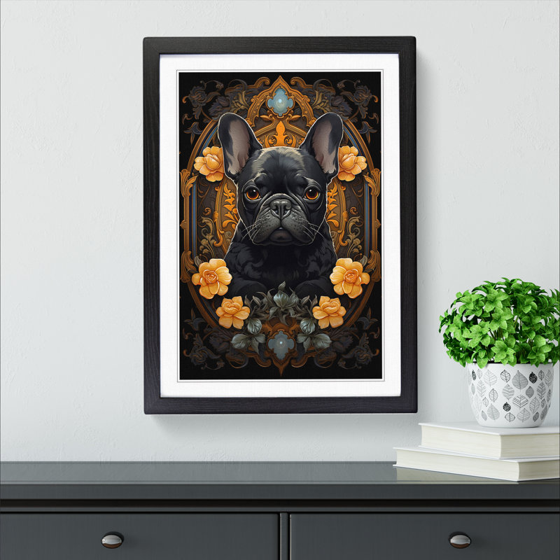 Single Picture Frame Print on Wood, 46cm H x 34cm W, Black Framed