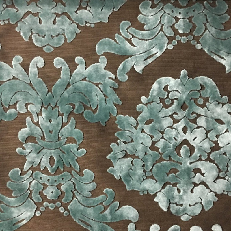 Tuscany-Florence Versail Burnout Velvet Fabric, Robin's Egg