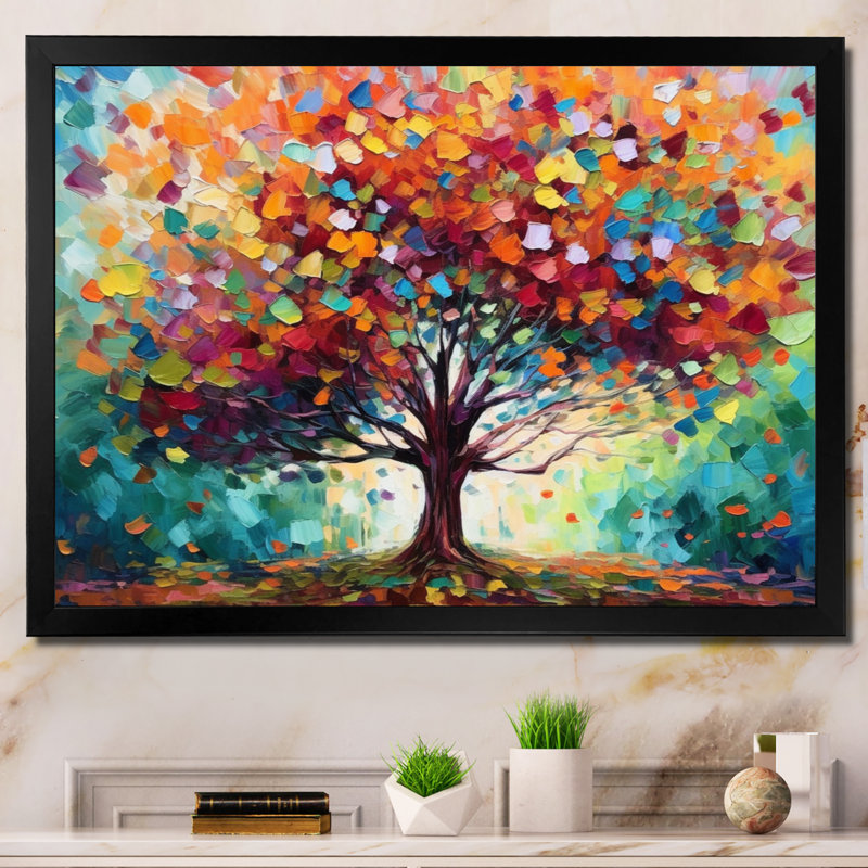 Art mural corail à la ferme I - Arbres, H 34 po x l 44 po, Cadre photo unique, Noir