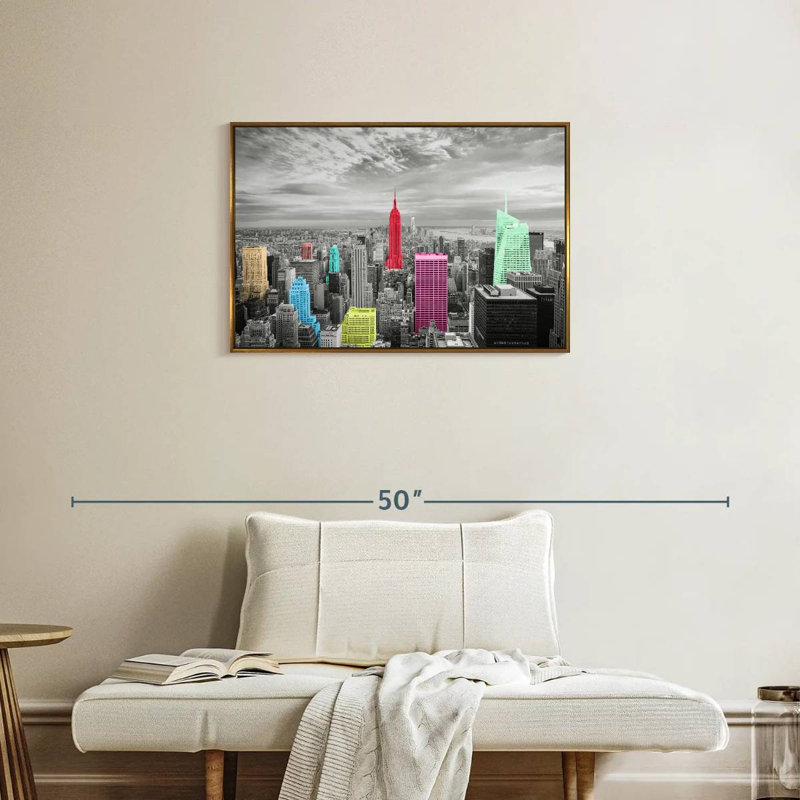 Manhattan Pop, Cadre flottant doré, 31 po x 21 po
