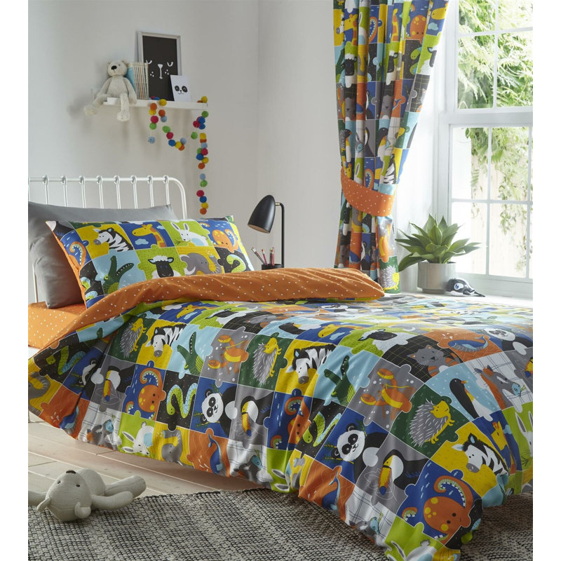 Hartleton Green/Blue/Gray 56 TC Reversible Duvet Cover Set, 135 x 200cm Duvet Cover + 1 Standard Pillowcase