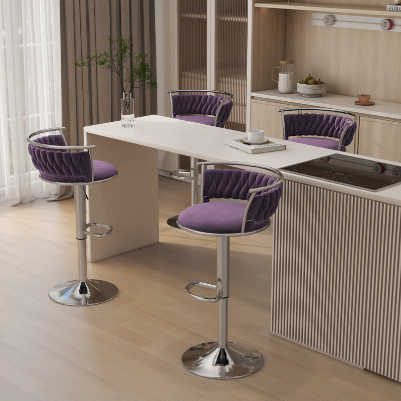Tabouret de bar Christal, Mauve, Argent