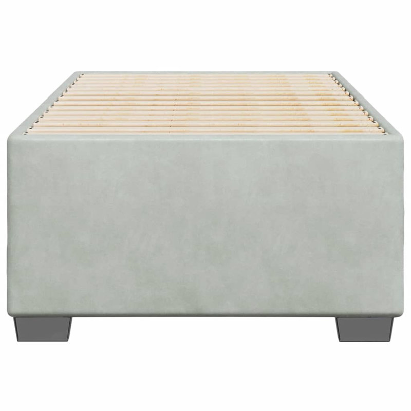 Ebern Designs Bed Frame Without Mattress  Twin XL Velvet, Light Gray, California King