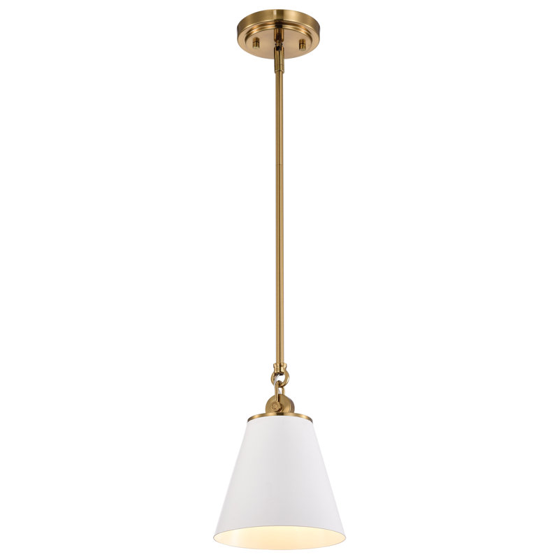Gertie 1 - Light Brass Single Pendant, White