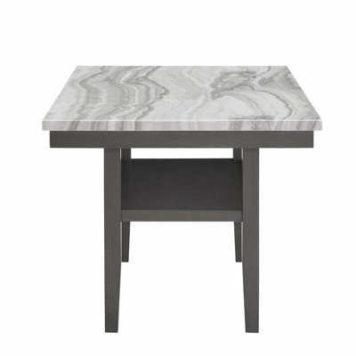 Table de salle à manger 60 po avec plateau de rangement rectangulaire en faux gris 60 po