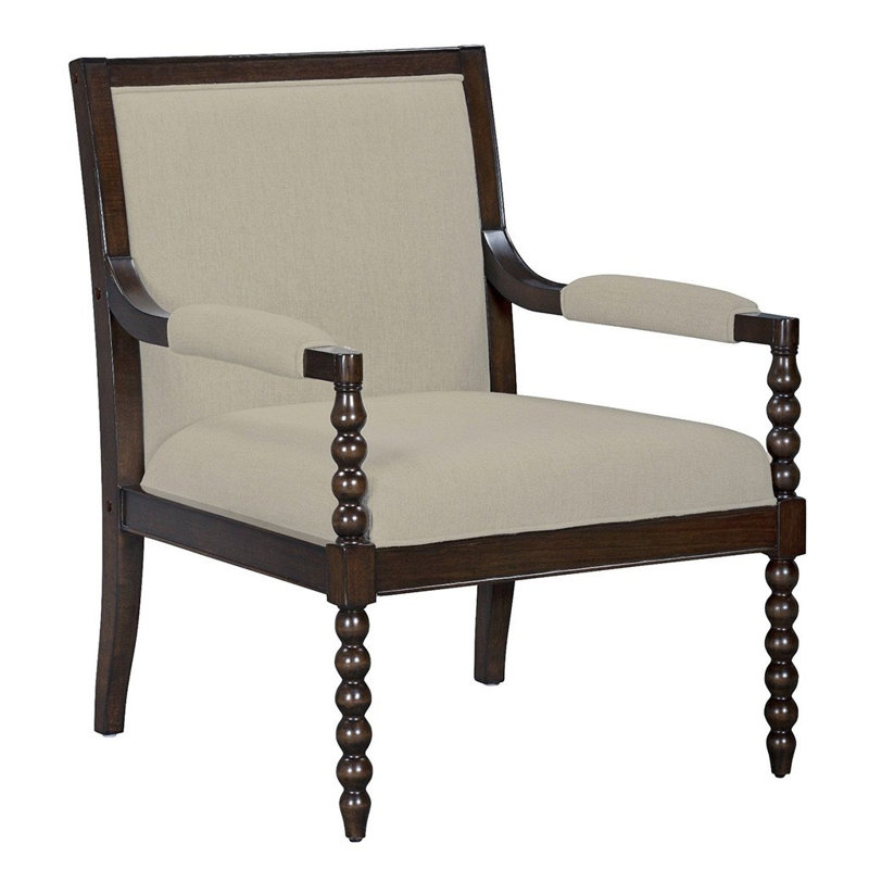 Philippe Dark Brown Microfiber Wood Accent Chair with Lumbar Pillow