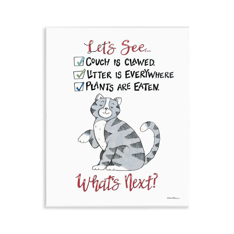 Funny Troublemaker Cat Wall Plaque Art by Deb Strain
