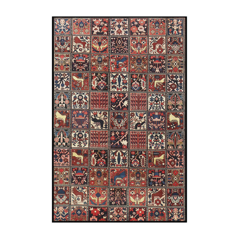Tapis traditionnel rouge / noir, Rectangle 2 pi x 5 pi