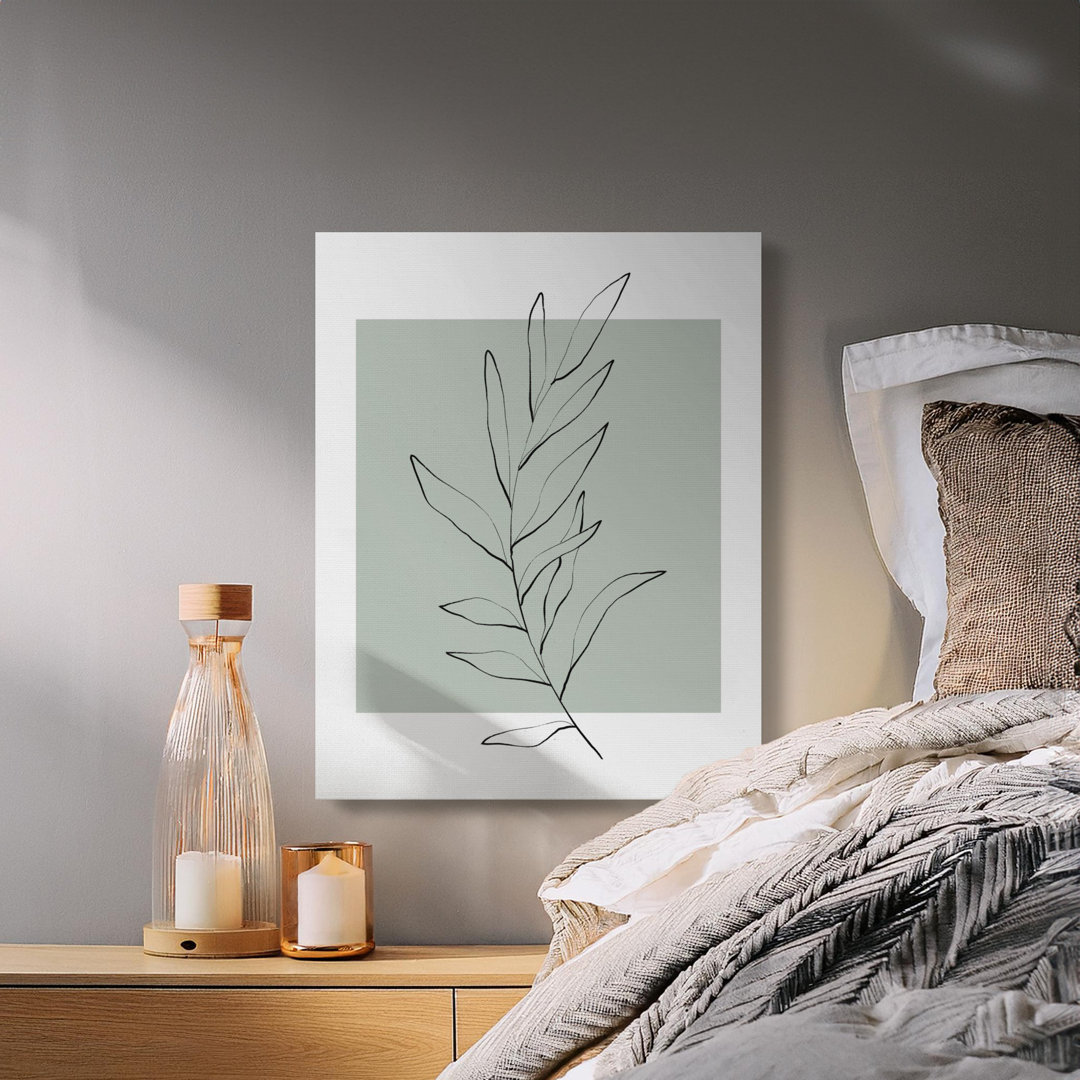 Minimal Sage Botanical Leaf Canvas Wall Art