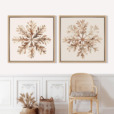 «Rustic Duotone Snowflake Vintage Winter Holiday Decor», reproduction d'art sur toile encadrée