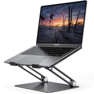 Adjustable Laptop Stand, Portable Laptop Riser, Aluminum Laptop Stand For Desk Foldable, Ergonomic Computer Notebook Stand Holder, Black