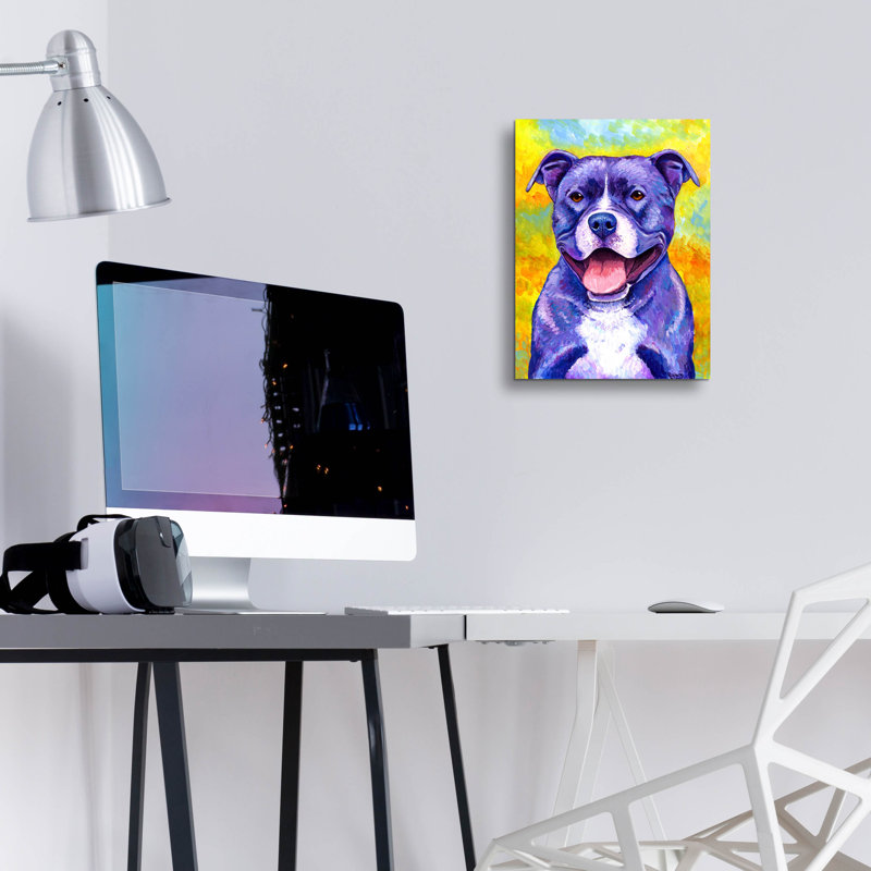 «Peppy Mauve Pitbull» par Rebecca Wang Art, H 16 po x l 12 po x P 0,13 po