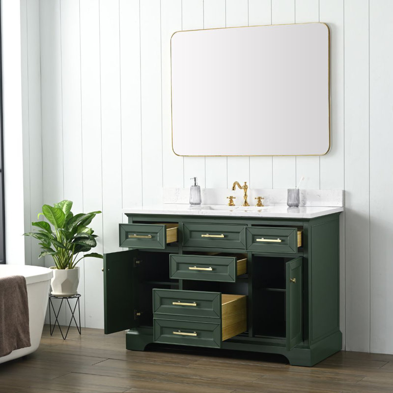Ensemble de meuble-lavabo simple 48 po Currahee, Evergreen / or brossé