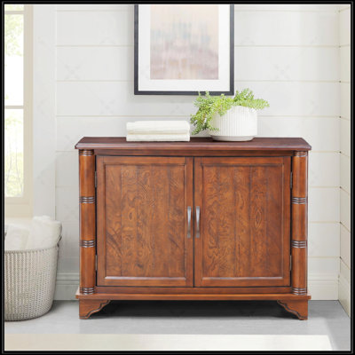 Console de style rétro avec rangement réglable, parfaite pour les couloirs et les salons, finition espresso clair