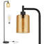 Lampe sur pied industrielle noire ambrée - Design moderne avec abat-jour en verre transparent