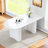 63" Oval Dining Table Set Of 7, Modern Minimalist Cream White Double Base Dining Table, 6 White Velvet Dining Chairs With Gold Stainless Steel Legs, Nailhead Trim-122739145-122739146