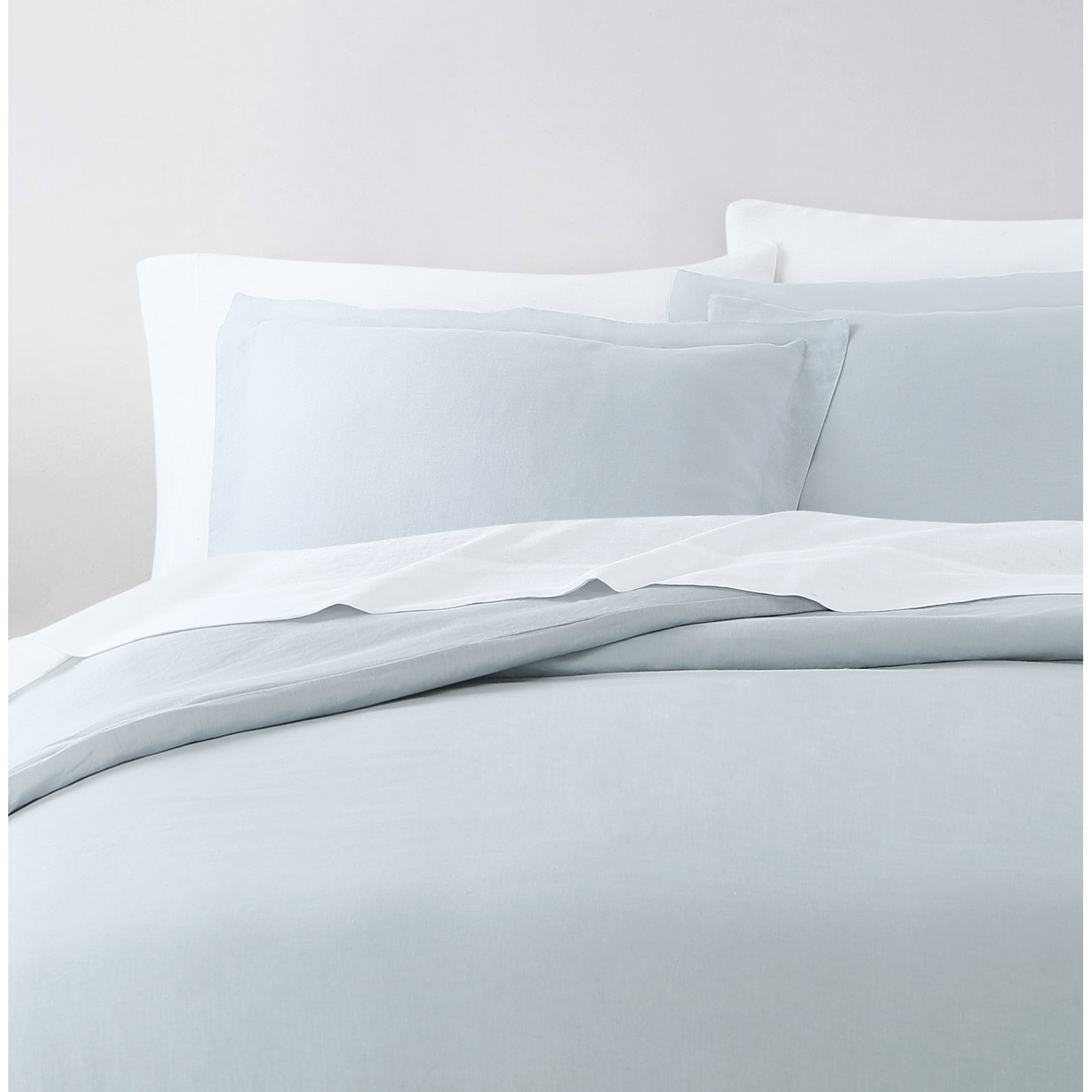 Frazier Modern & Contemporary 100% Linen Duvet Cover, Full/Queen Duvet Cover + 2 Standard Shams, Blue
