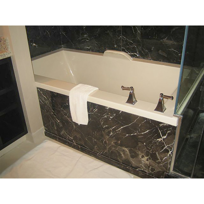 Kayla 74'' x 42'' Soaking Acrylic Bathtub, Bone, Polished Brass