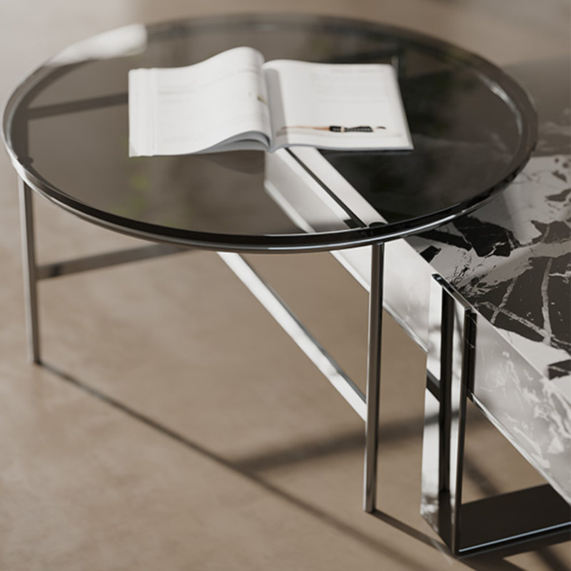Ensemble de tables basses carrées en marbre italien, H 11,8 po x L 31,5 po x l 31,5 po