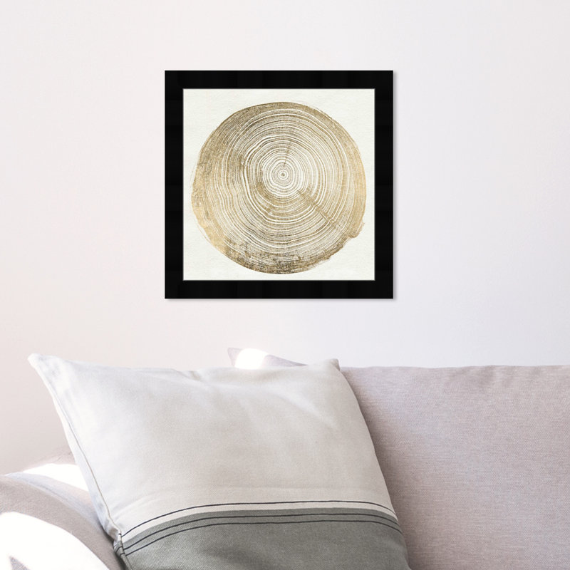 «Gold Abstract Tree I» par Oliver Gal - reproduction, Cadre noir, H 14 po x l 14 po