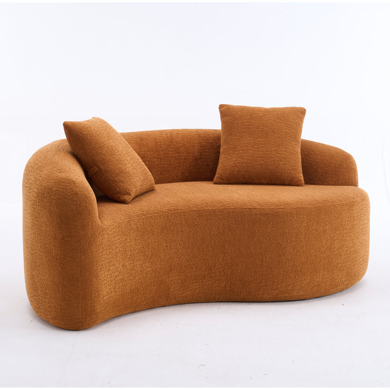 Causeuses de canapé en forme de S, méridienne moderne avec coussins, Orange