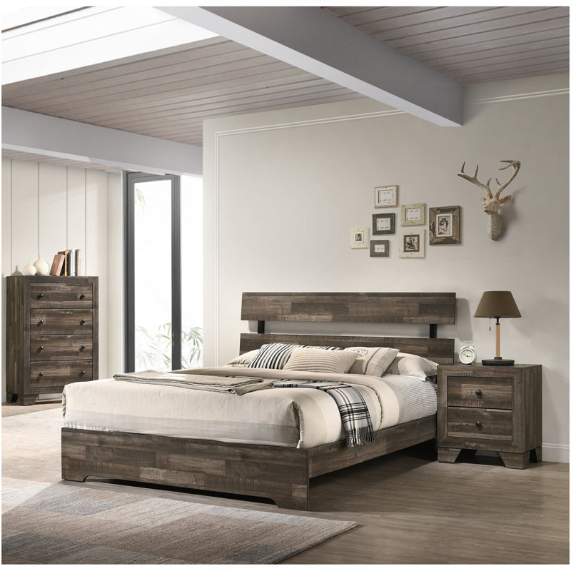 Mobilier de chambre à coucher 1pc, Brun rustique, Grand lit