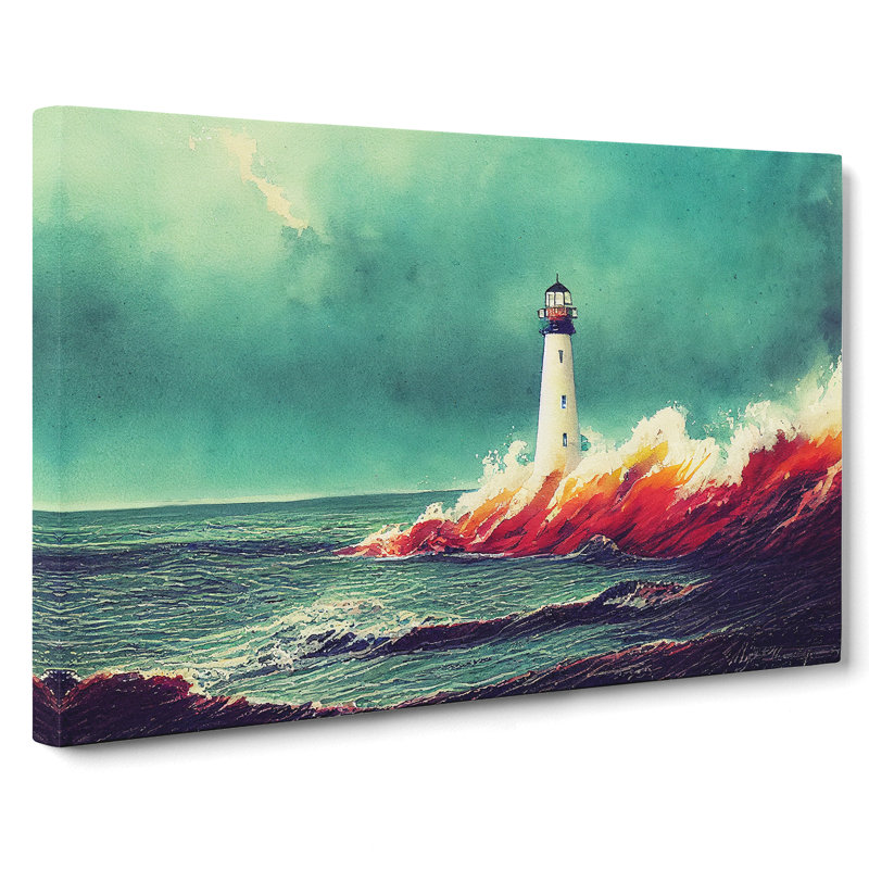 Lighthouse In Watercolour Vol.1 - Wrapped Canvas, 40cm H x 60cm W x 3cm D