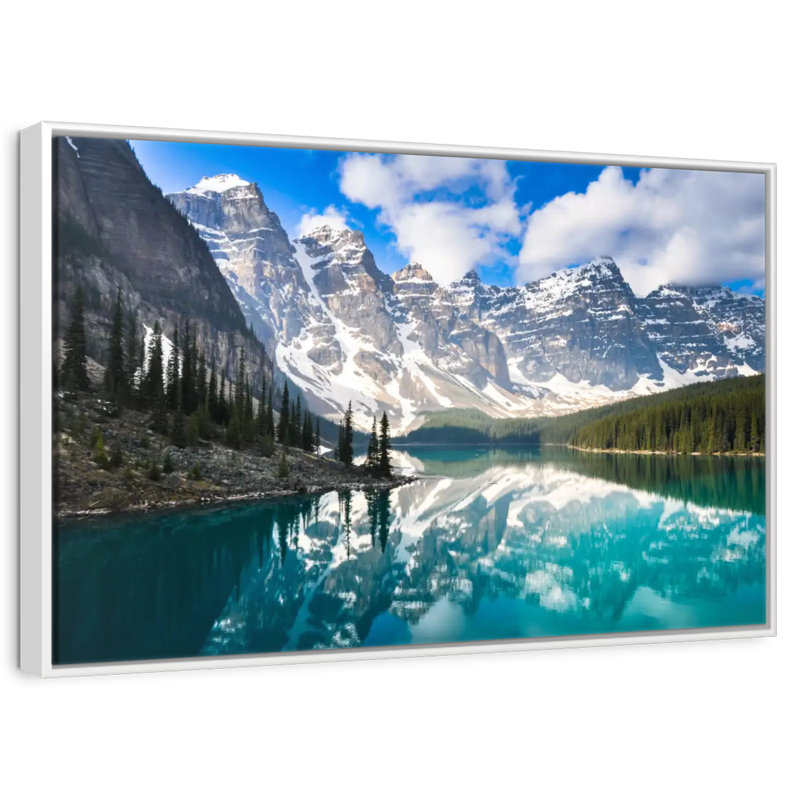 Mountain Reflection, Floating Frame White, 25" X 17"