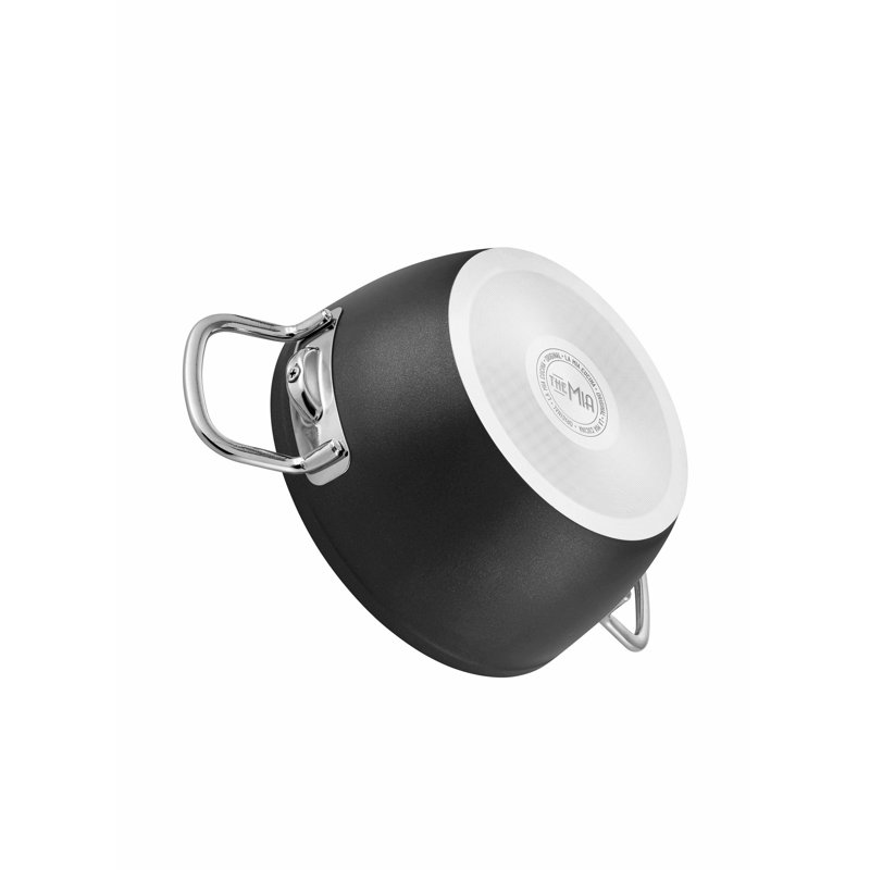 East Urban Home Kyla Pot standard en aluminium avec couvercle, 8", Noir
